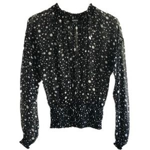 Worth Silk Peasant Zodiac Star Print Blouse